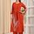 Sarvari rust red embroidered cotton kurta sets