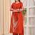 Sarvari rust red embroidered cotton kurta sets