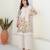Tiara alabaster light white printed cotton kurta sets