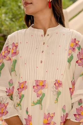Kabool lotus cream printed cotton kurta sets 3
