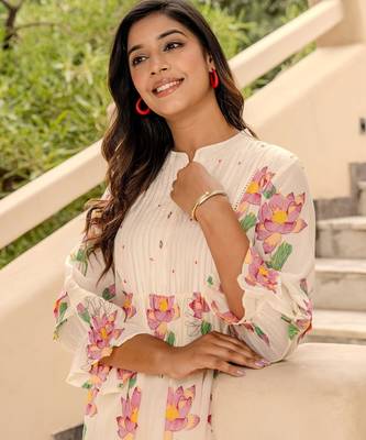 Kabool lotus cream printed cotton kurta sets 5