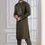 Green Plain Blended Cotton designer kurta pyjama set