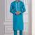 Blue Plain Blended Cotton designer kurta pyjama set