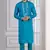 Blue Plain Blended Cotton designer kurta pyjama set