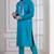 Blue Plain Blended Cotton designer kurta pyjama set