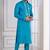 Blue Plain Blended Cotton designer kurta pyjama set
