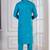 Blue Plain Blended Cotton designer kurta pyjama set
