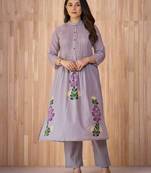 Tiara orchid lavender plain cotton kurta sets