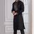 Black Plain Blended Cotton designer kurta pyjama set