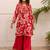Kabool tulip red printed cotton kurta sets