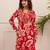 Kabool tulip red printed cotton kurta sets