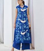 Kabool yaleblue blue printed cotton kurta sets