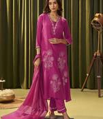 Albeli rose pink embroidered crepe kurta sets