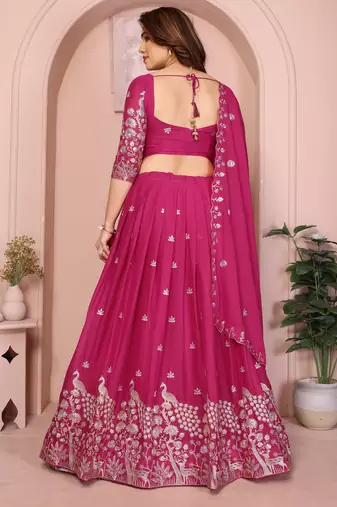 Catching Rani-pink sequins embroidery work Star Georgette indian designer wedding lehenga Choli dress