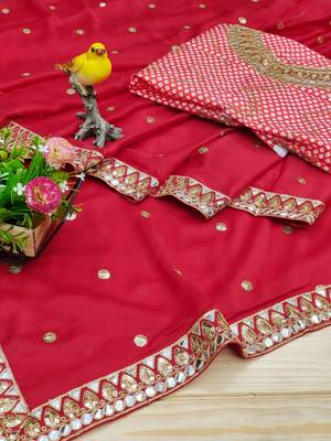 red rangoli silk blend embroidered saree 4
