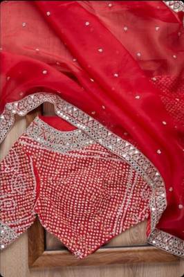 red rangoli silk blend embroidered saree 5