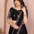 Glamourous Black sequins Embroidery work on Star Georgette Indian tradional wedding lehenga Choli dress