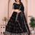 Glamourous Black sequins Embroidery work on Star Georgette Indian tradional wedding lehenga Choli dress