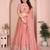 Glamorous Peach thread embroidery with sequins work Star Georgette Indian ceremonial lehenga Choli dress