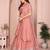 Glamorous Peach thread embroidery with sequins work Star Georgette Indian ceremonial lehenga Choli dress
