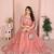 Glamorous Peach thread embroidery with sequins work Star Georgette Indian ceremonial lehenga Choli dress