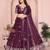 Graceful Purple thread with sequins work Star Georgette Indian wedding lehenga Choli dress