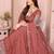 Charming Salmon sequence and thread embroidery work Star Georgette indian designer lehenga Choli dress