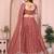 Charming Salmon sequence and thread embroidery work Star Georgette indian designer lehenga Choli dress
