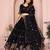 Captivating Black Sequins work and Thread work Star Georgette Designer Wedding Indian lehenga Choli Dress