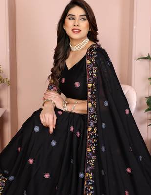 Captivating Black Sequins work and Thread work Star Georgette Designer Wedding Indian lehenga Choli Dress 2