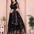 Captivating Black Sequins work and Thread work Star Georgette Designer Wedding Indian lehenga Choli Dress