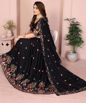Captivating Black Sequins work and Thread work Star Georgette Designer Wedding Indian lehenga Choli Dress 4
