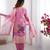 Pink Color Printed And Jacquard Work Chanderi Silk kurti Pant Set