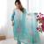 Sky Blue Color Printed And Jacquard Work Chanderi Silk kurti Pant Set