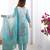 Sky Blue Color Printed And Jacquard Work Chanderi Silk kurti Pant Set