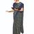Blue crepe silk with traditional print saree with unstitched blouse piece