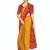 Yellow- crepe silk with traditional print saree with unstitched blouse piece