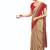 Cream crepe silk with traditional print saree with unstitched blouse piece
