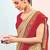 Cream crepe silk with traditional print saree with unstitched blouse piece