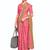 Pink  crepe silk with traditional print saree with unstitched blouse piece