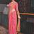Pink  crepe silk with traditional print saree with unstitched blouse piece