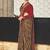 Mustard crepe silk with traditional print saree with unstitched blouse piece
