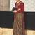 Mustard crepe silk with traditional print saree with unstitched blouse piece