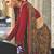 Mustard crepe silk with traditional print saree with unstitched blouse piece