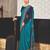 Blue crepe silk with traditional print saree with unstitched blouse piece