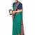 Green crepe silk with traditional print saree with unstitched blouse piece