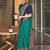 Green crepe silk with traditional print saree with unstitched blouse piece