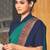 Green crepe silk with traditional print saree with unstitched blouse piece
