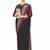 Black crepe silk with traditional print saree with unstitched blouse piece