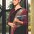 Black crepe silk with traditional print saree with unstitched blouse piece